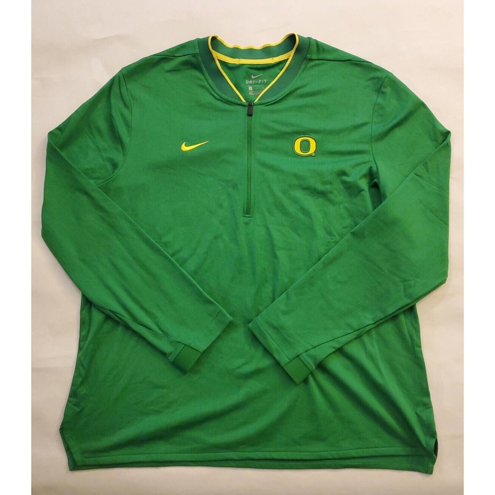 NIKE DRI-FIT OREGON DUCKS GREEN YELLOW QUARTER ZIP PULLOVER SIZE XL MEN'S